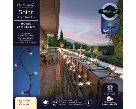 Lumineo Solar Basic Twinkle Beleuchtung, Schwarz, 27 m, 360 LED, 496269